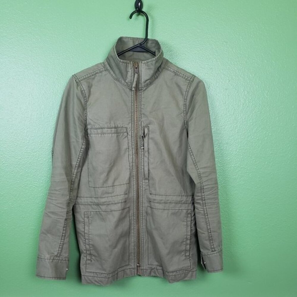 Madewell Fleetware olive green long zip up jacket size Small - Picture 2 of 11